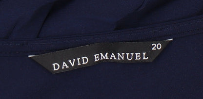 David Emanuel Women's Blue Knee Length Wrap Dress Size 20