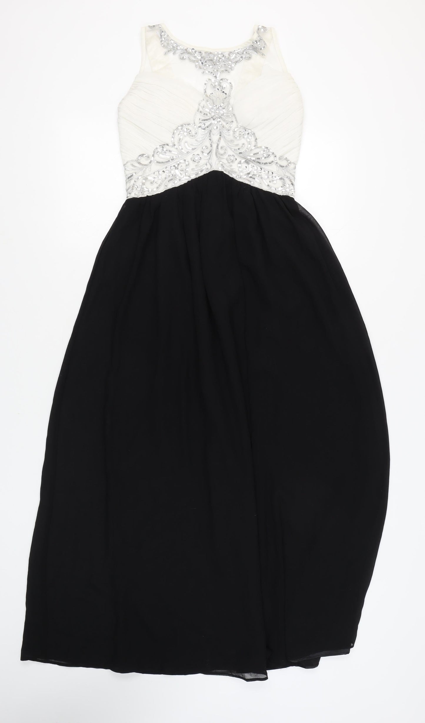 Quiz Women's Long Black and White A-Line Dress 12