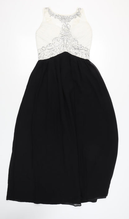 Quiz Women's Long Black and White A-Line Dress 12