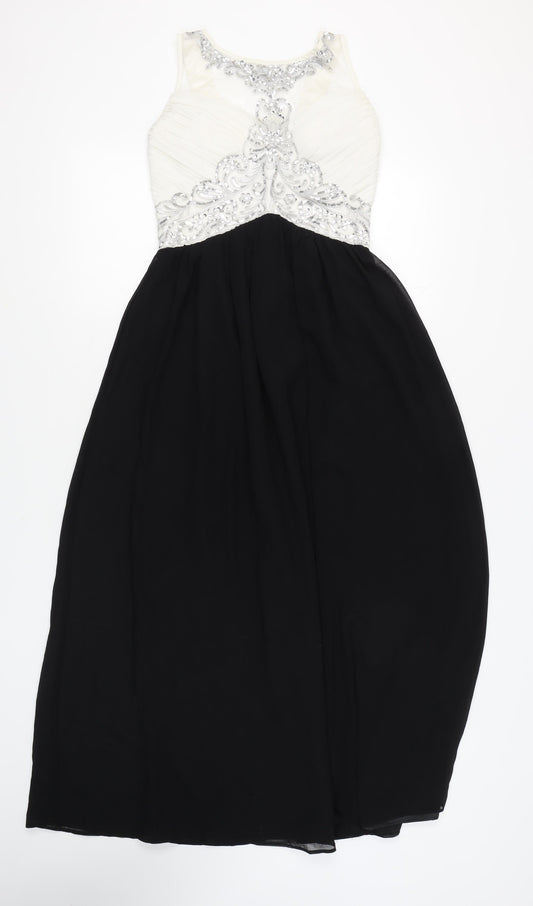 Quiz Women's Long Black and White A-Line Dress 12