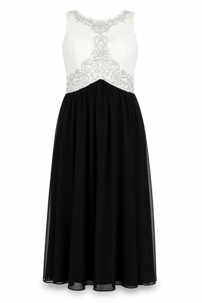 Quiz Women's Long Black and White A-Line Dress 12