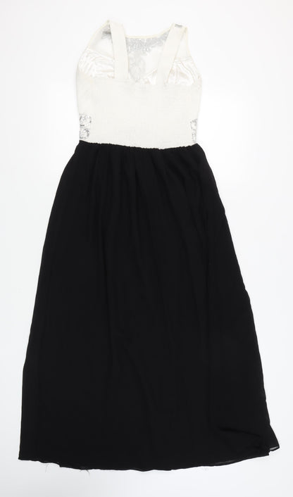 Quiz Women's Long Black and White A-Line Dress 12
