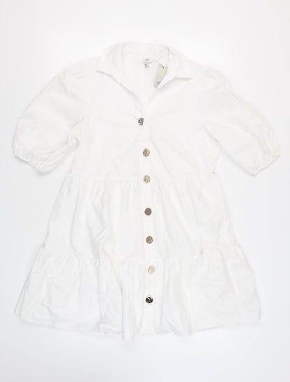 River Island Women's White Shirt Dress Size 12