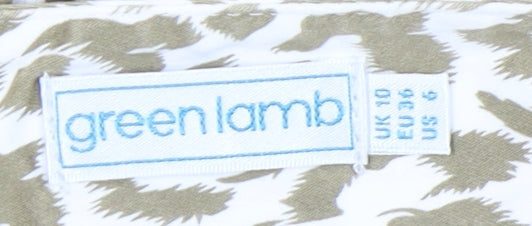 Green Lamb Women's Beige Animal Print Skater Skirt Size 10