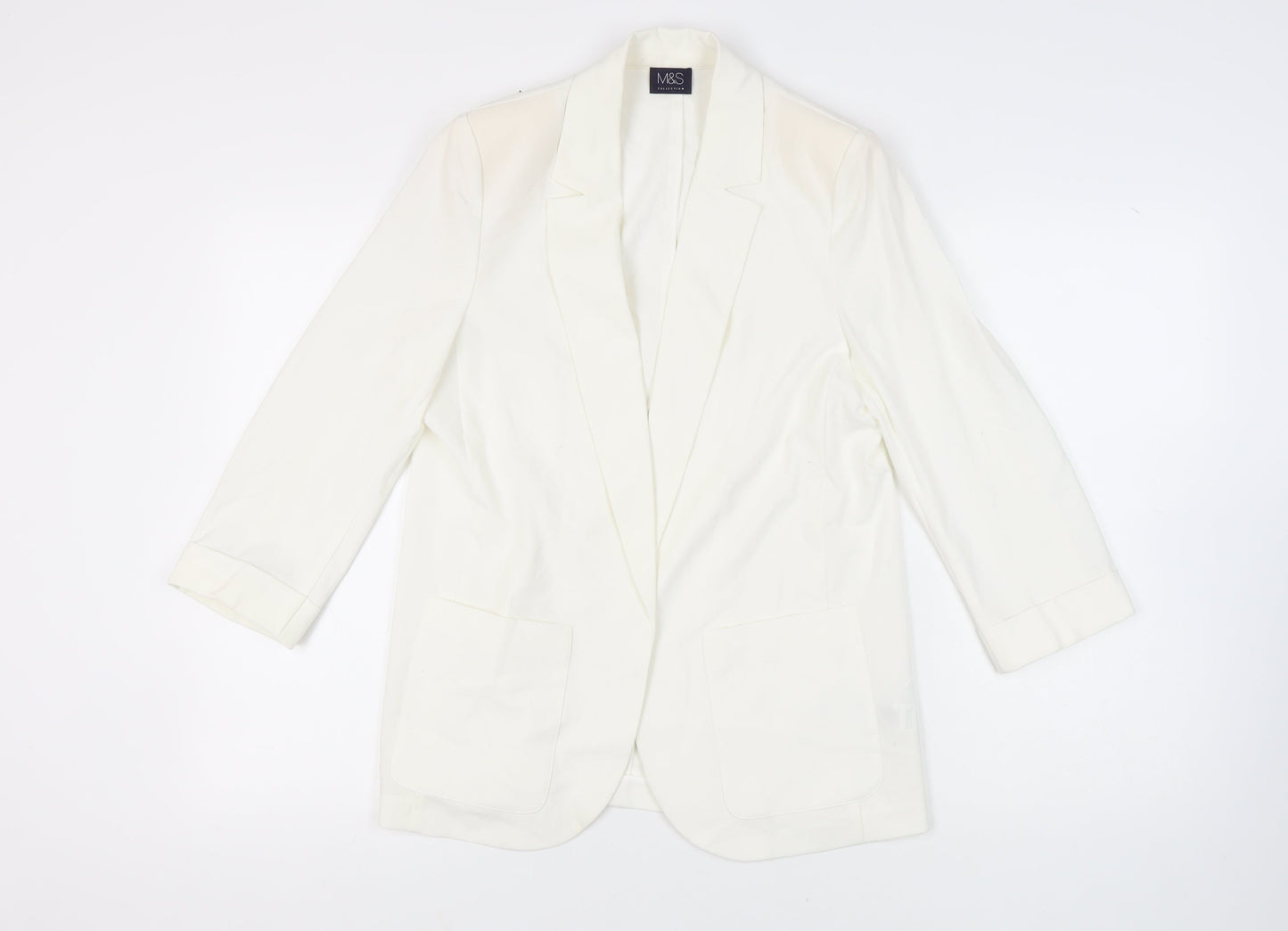 Marks & Spencer Women's White Blazer - Size 12