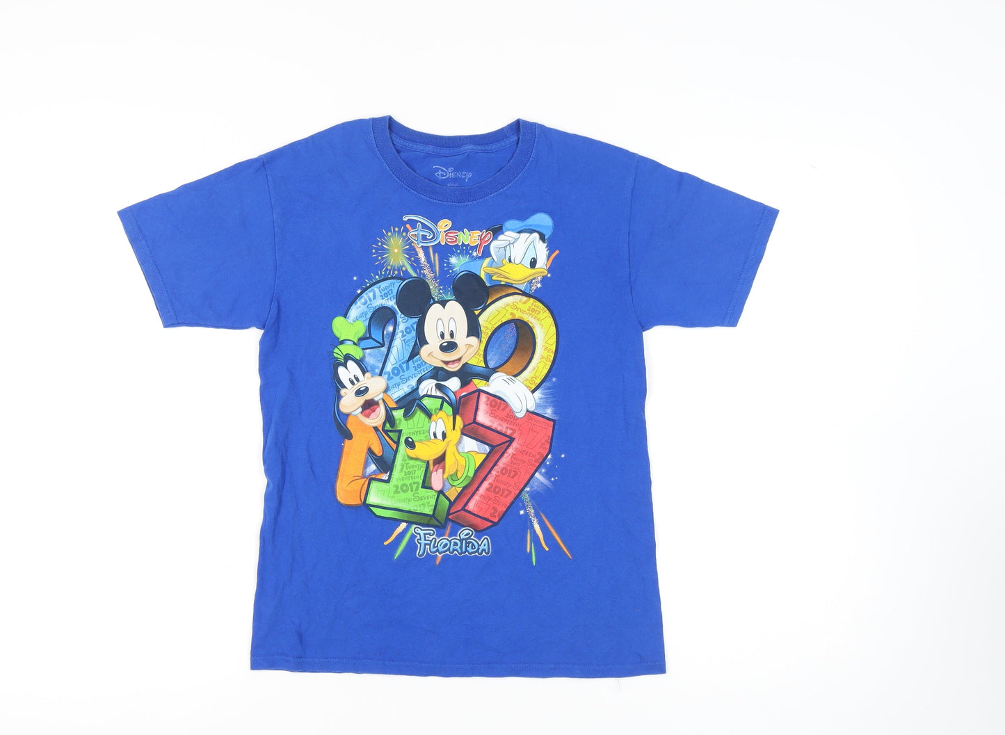 Disney Blue Unisex Kids T-Shirt, Size 10, Mickey Mouse Graphic