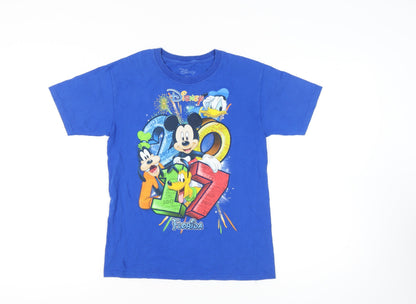 Disney Blue Unisex Kids T-Shirt, Size 10, Mickey Mouse Graphic