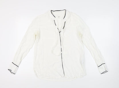 GAP Women's White Blouse, M - V-Neck Long Sleeve