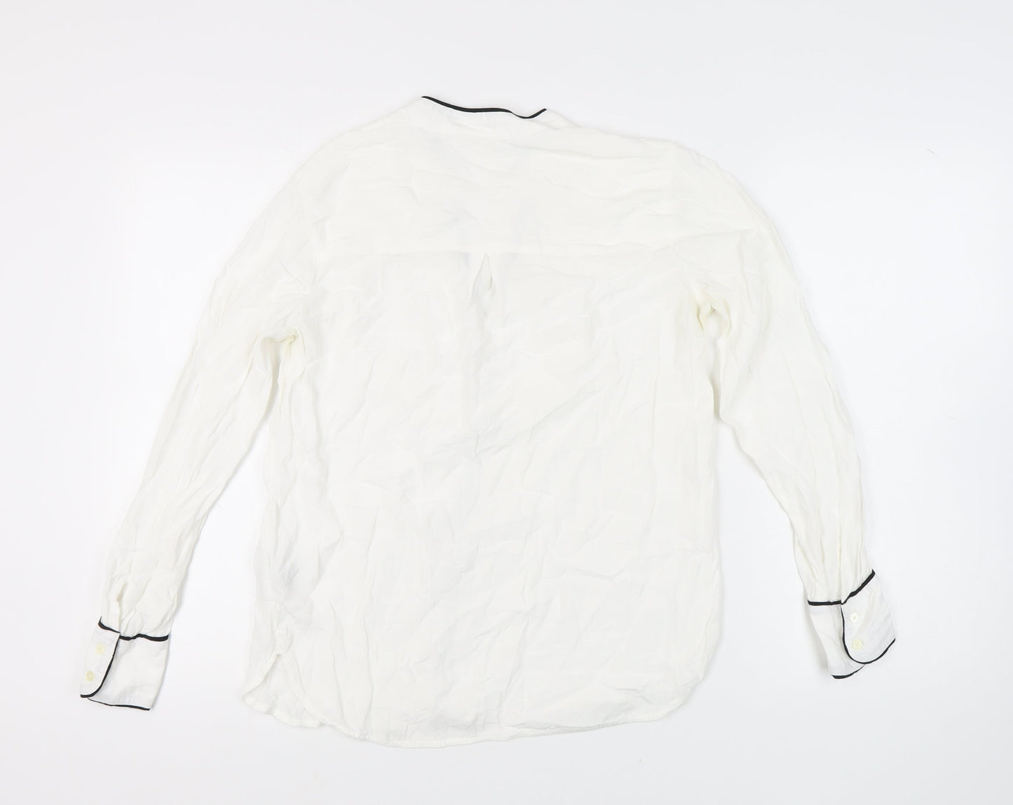 GAP Women's White Blouse, M - V-Neck Long Sleeve