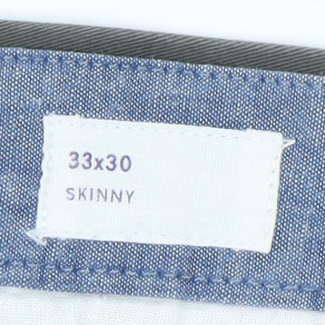 GAP Men's Grey Chino Trousers Size 33 Skinny Fit