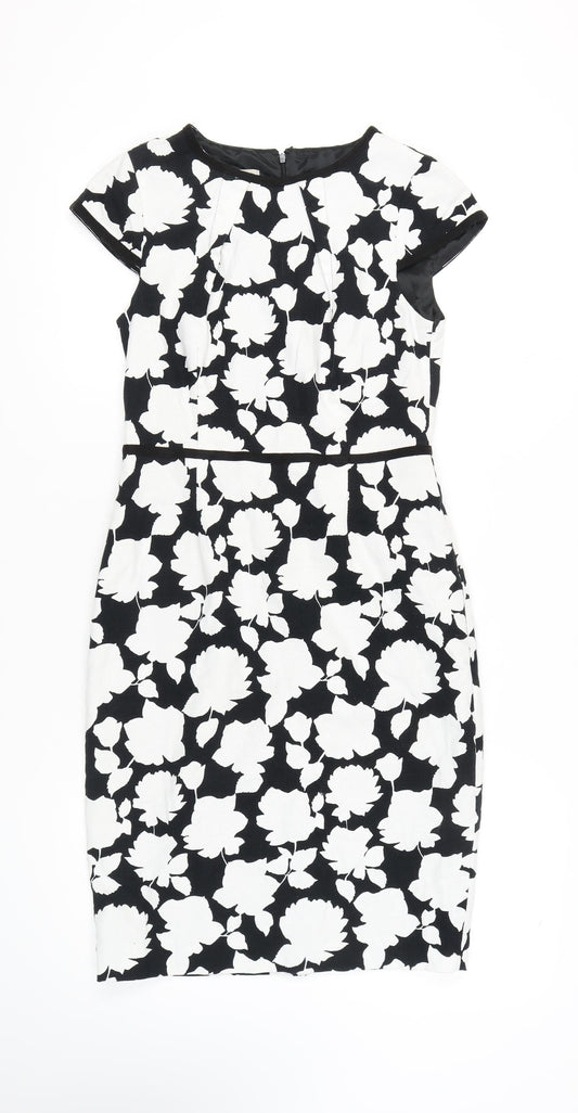 Hobbs Women's Black & White Floral Sheath Dress Size 10