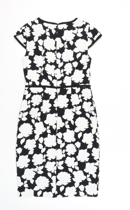 Hobbs Women's Black & White Floral Sheath Dress Size 10