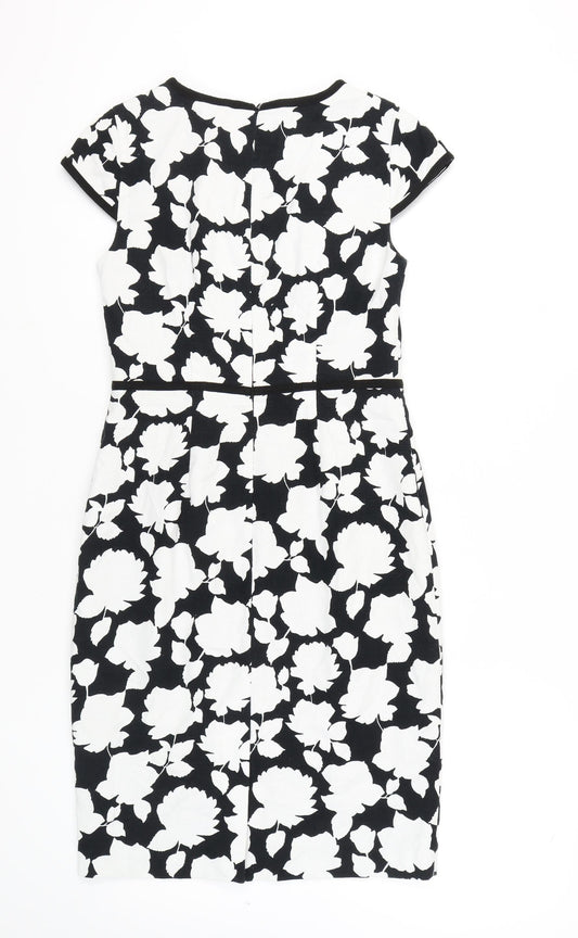 Hobbs Women's Black & White Floral Sheath Dress Size 10