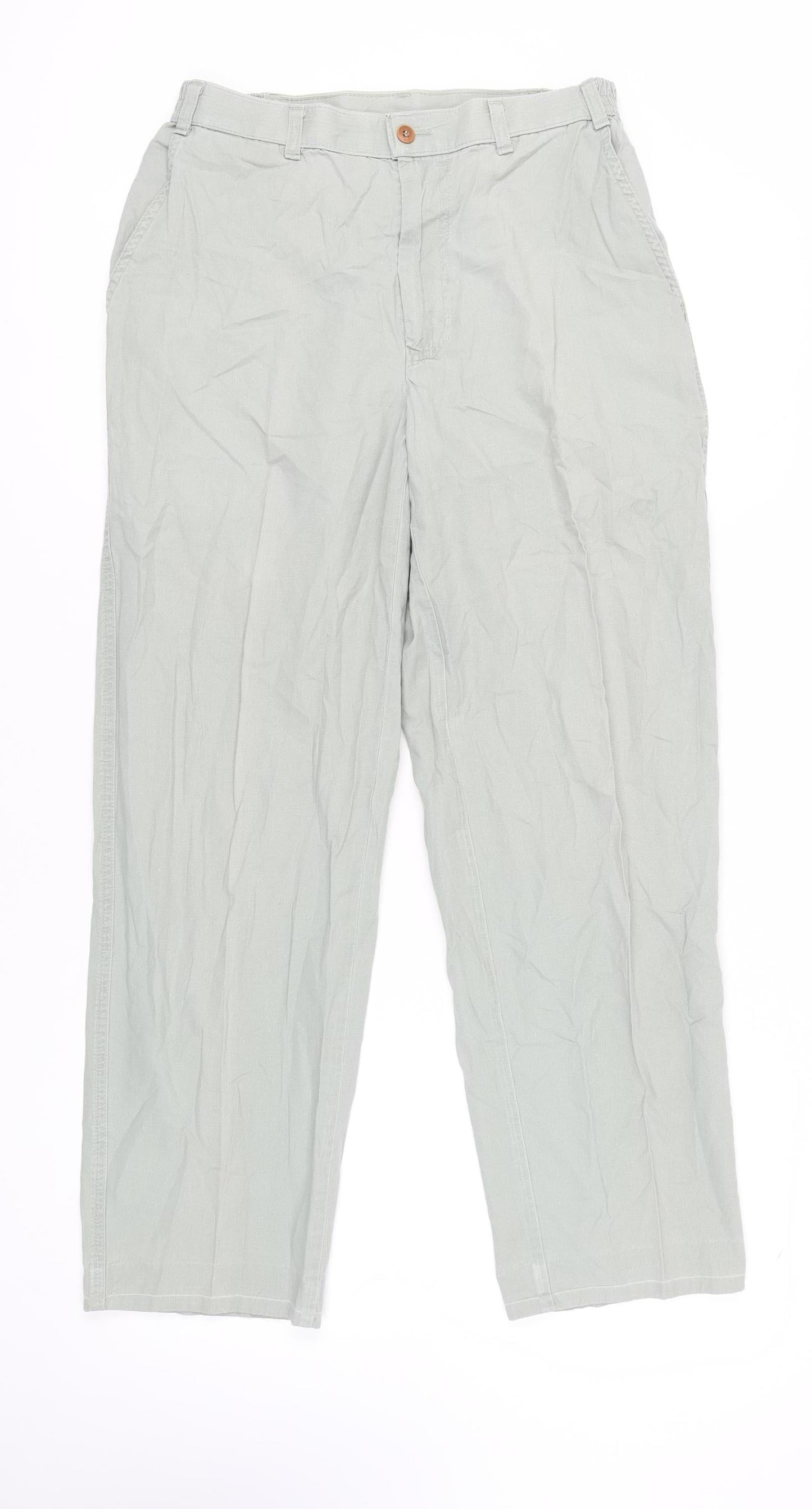 Womens UK Size 12 Marks and Spencer Regular Fit Chino Green Trousers