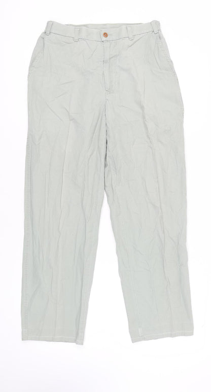 Womens UK Size 12 Marks and Spencer Regular Fit Chino Green Trousers