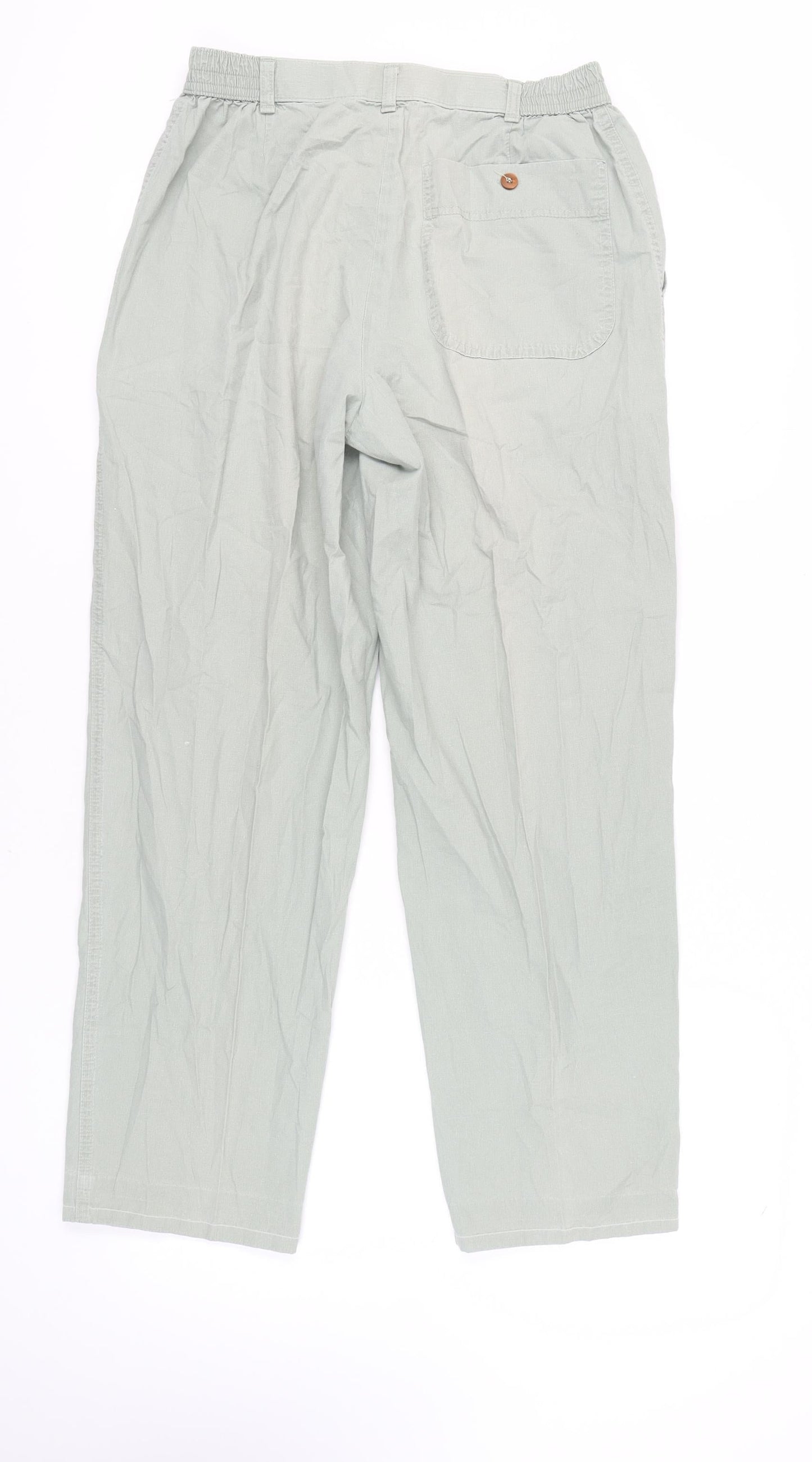 Womens UK Size 12 Marks and Spencer Regular Fit Chino Green Trousers