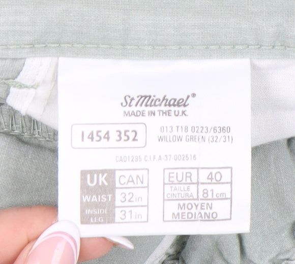 Womens UK Size 12 Marks and Spencer Regular Fit Chino Green Trousers