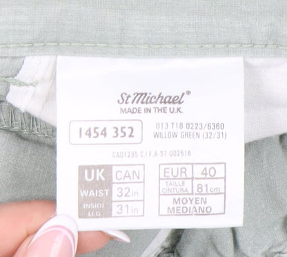 Womens UK Size 12 Marks and Spencer Regular Fit Chino Green Trousers