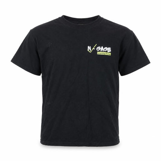 Gildan Boys Black T-Shirt L Casual Short Sleeve Logo Top