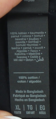 Gildan Boys Black XL Logo T-Shirt - Casual Crew Neck