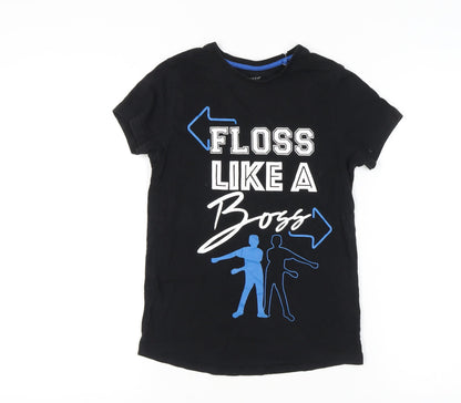 Primark Boys Black Graphic Print T-Shirt 10-11 Years