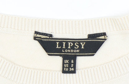 Womens UK Size 6 Lipsy Beige Pullover Jumper