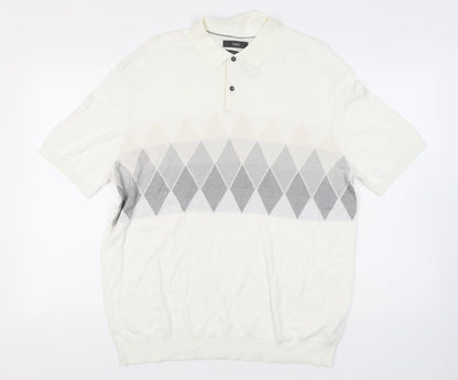 Marks and Spencer Men's Ivory Argyle Polo 2XL