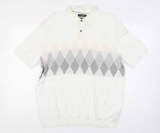 Marks and Spencer Men's Ivory Argyle Polo 2XL