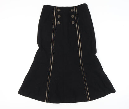 CC Women's Black Petite Skirt with Button Accents