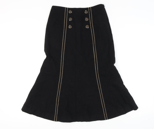 CC Women's Black Petite Skirt with Button Accents