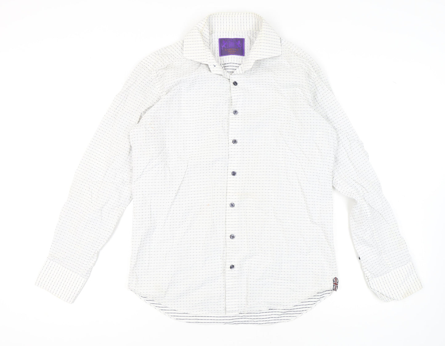 Curtis Chelsea Men's White Geometric Button-Up Shirt, M