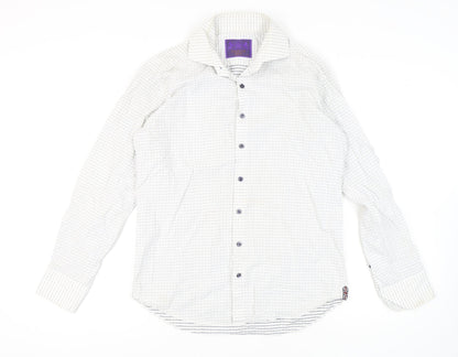 Curtis Chelsea Men's White Geometric Button-Up Shirt, M
