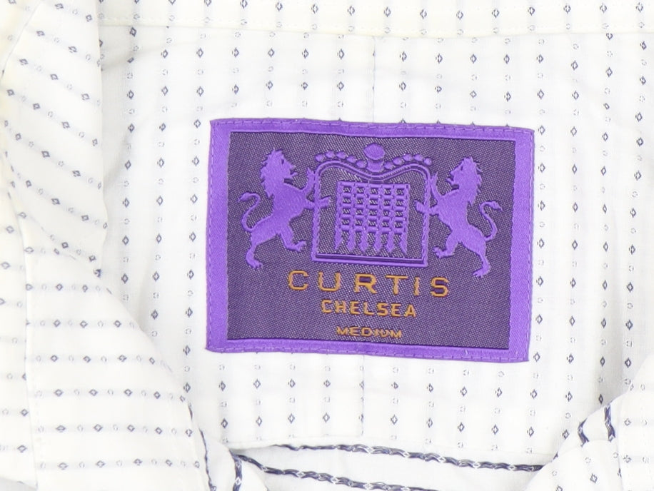 Curtis Chelsea Men's White Geometric Button-Up Shirt, M