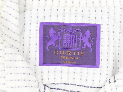 Curtis Chelsea Men's White Geometric Button-Up Shirt, M