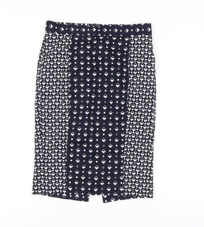 French Connection Women's Blue Geometric Pencil Skirt Size 10