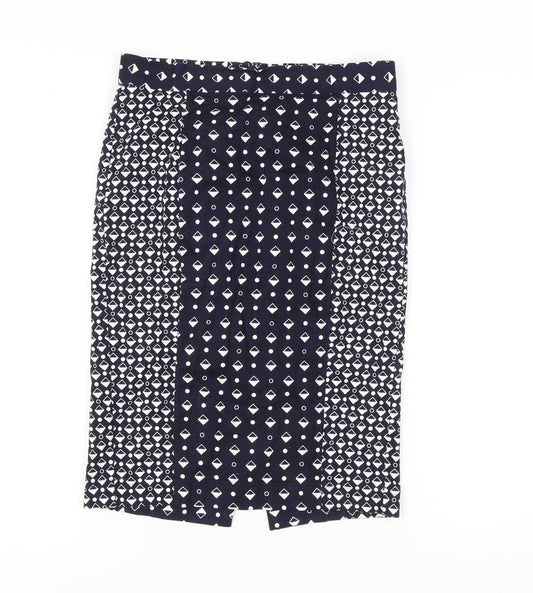 French Connection Women's Blue Geometric Pencil Skirt Size 10