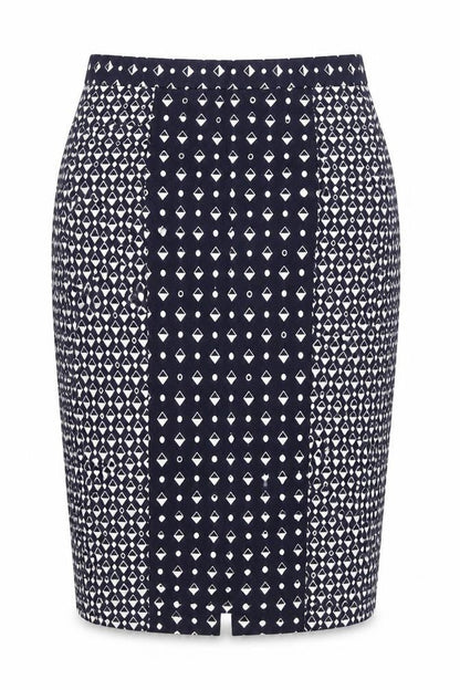 French Connection Women's Blue Geometric Pencil Skirt Size 10