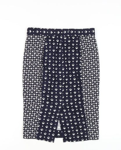 French Connection Women's Blue Geometric Pencil Skirt Size 10