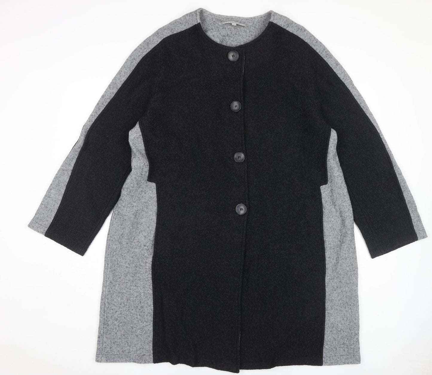 Chesca Women's Black Grey Long Coat Size M