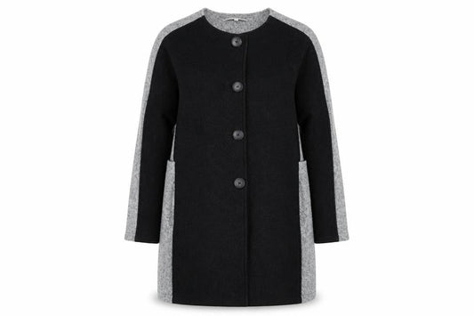 Chesca Women's Black Grey Long Coat Size M