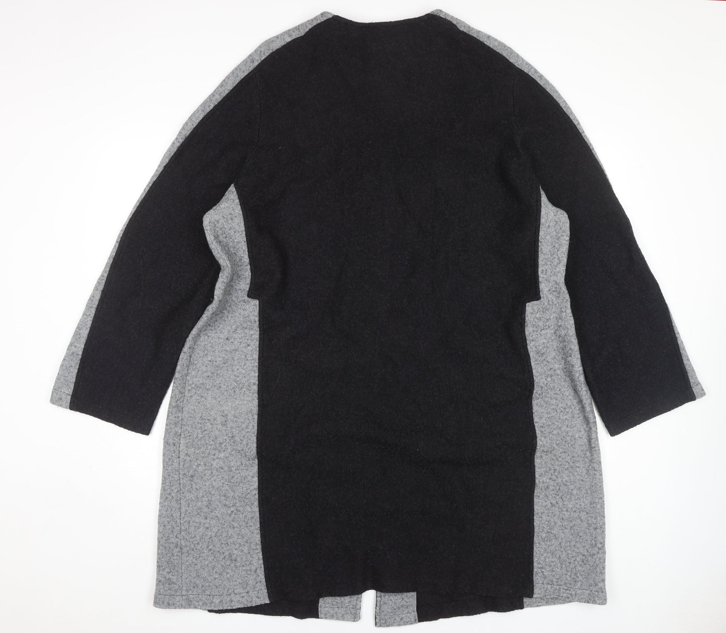 Chesca Women's Black Grey Long Coat Size M