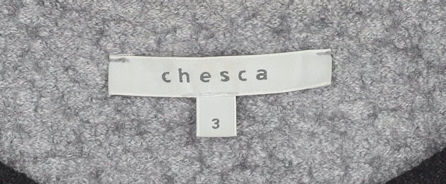 Chesca Women's Black Grey Long Coat Size M