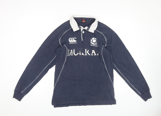 Canterbury Men's Blue Long Sleeve Rugby Polo Shirt, Size S