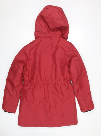 ADPT Women's Red Parka Jacket, M, Hooded, Casual