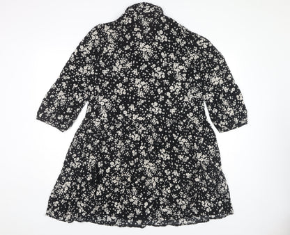 New Look Women's Black Floral Shirt Dress Size 14