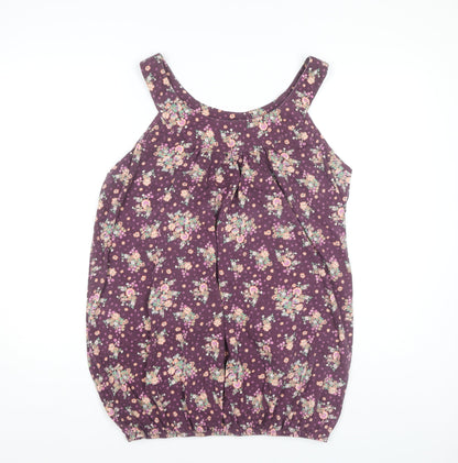 New Look Women's Purple Floral Tank Top - Size 20