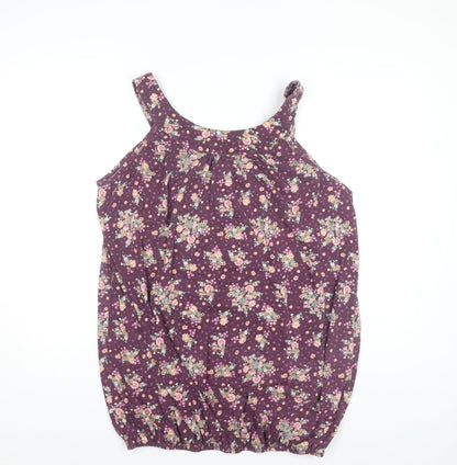 New Look Women's Purple Floral Tank Top - Size 20