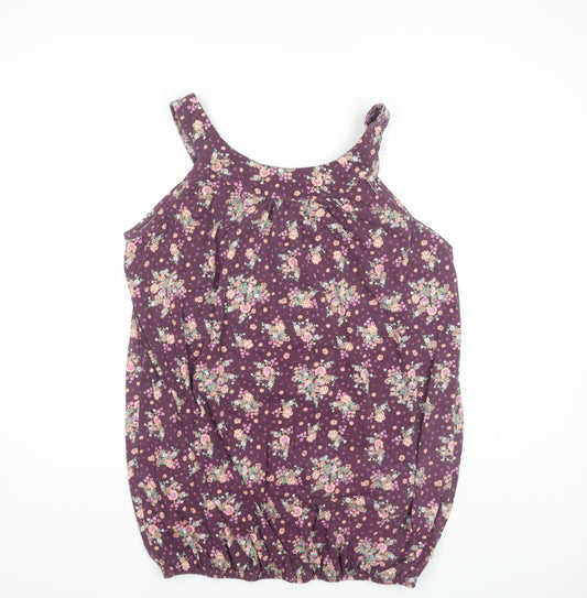 New Look Women's Purple Floral Tank Top - Size 20