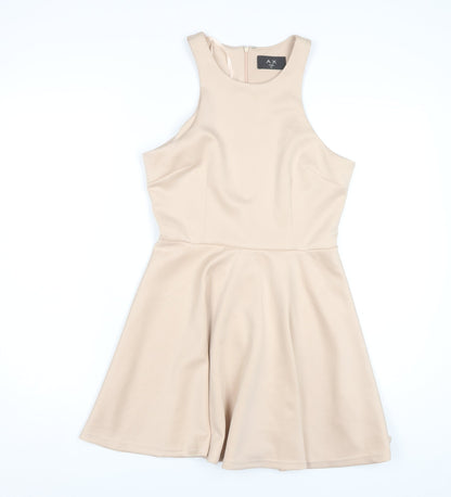 AX Paris Women's Beige Sleeveless Dress, Size 12