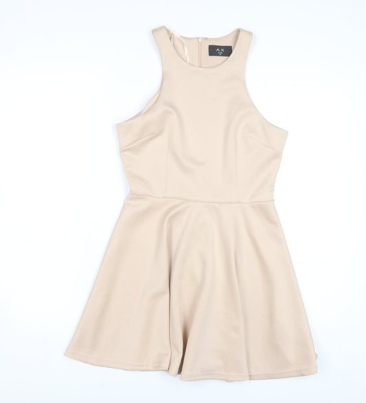 AX Paris Women's Beige Sleeveless Dress, Size 12